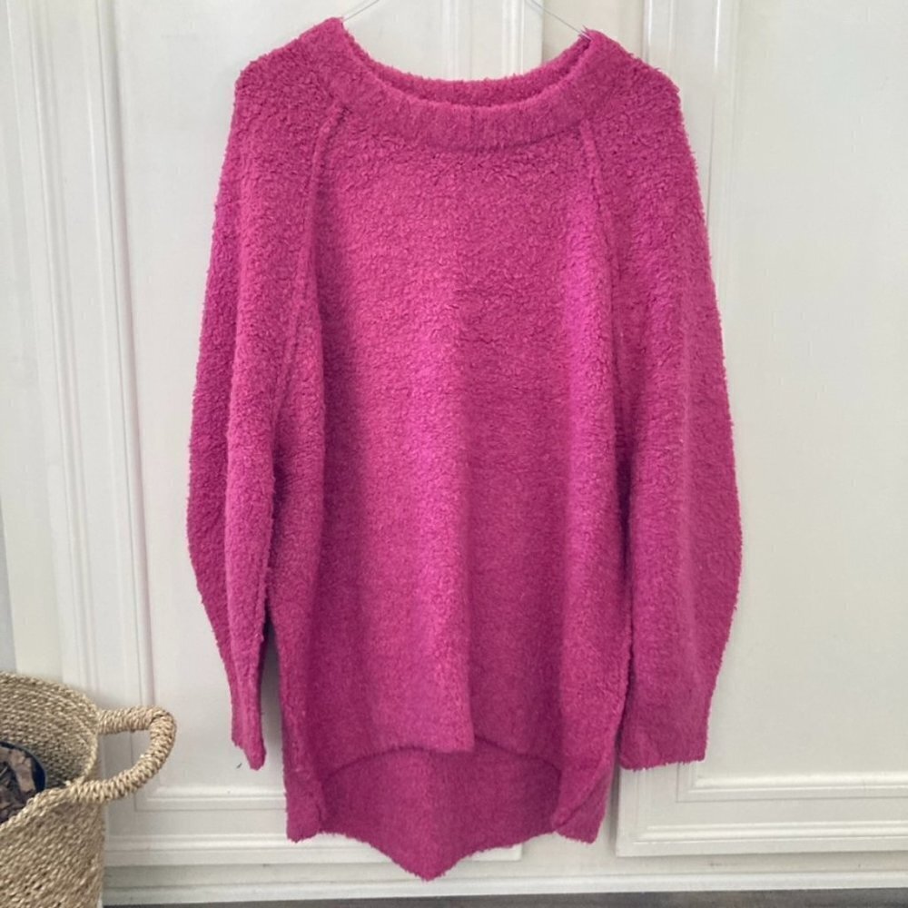 NWOT Free People Teddy Sweater Tunic Longline Maroon Sz L